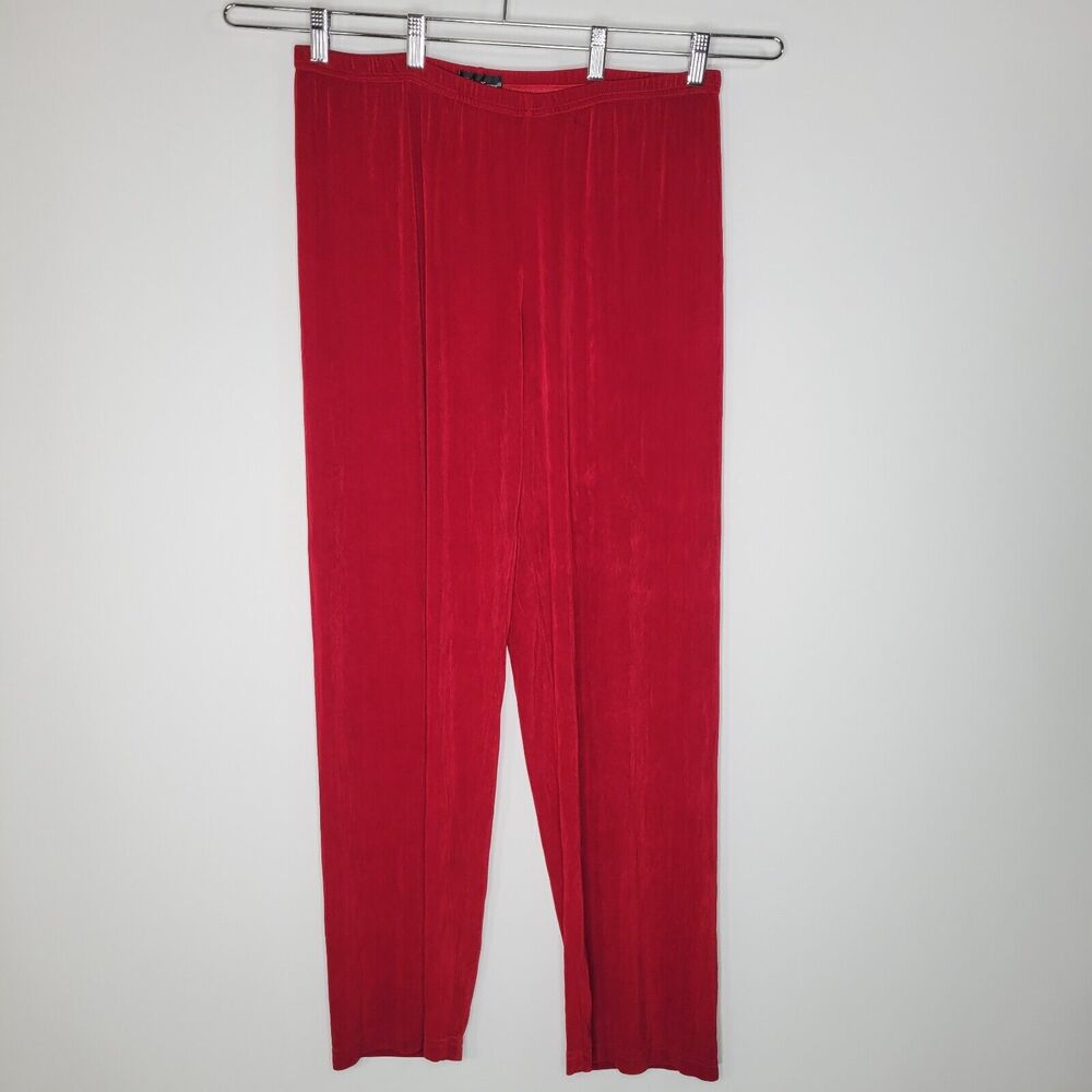 Vintage MADE IN HEAVEN Cherry Red Slinky Pants Size 1X Straight Leg Pop of Color